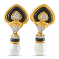 LB Exclusive 18K Yellow Gold 0.60ct Diamond and Pearl Drop Earrings MF18-070126