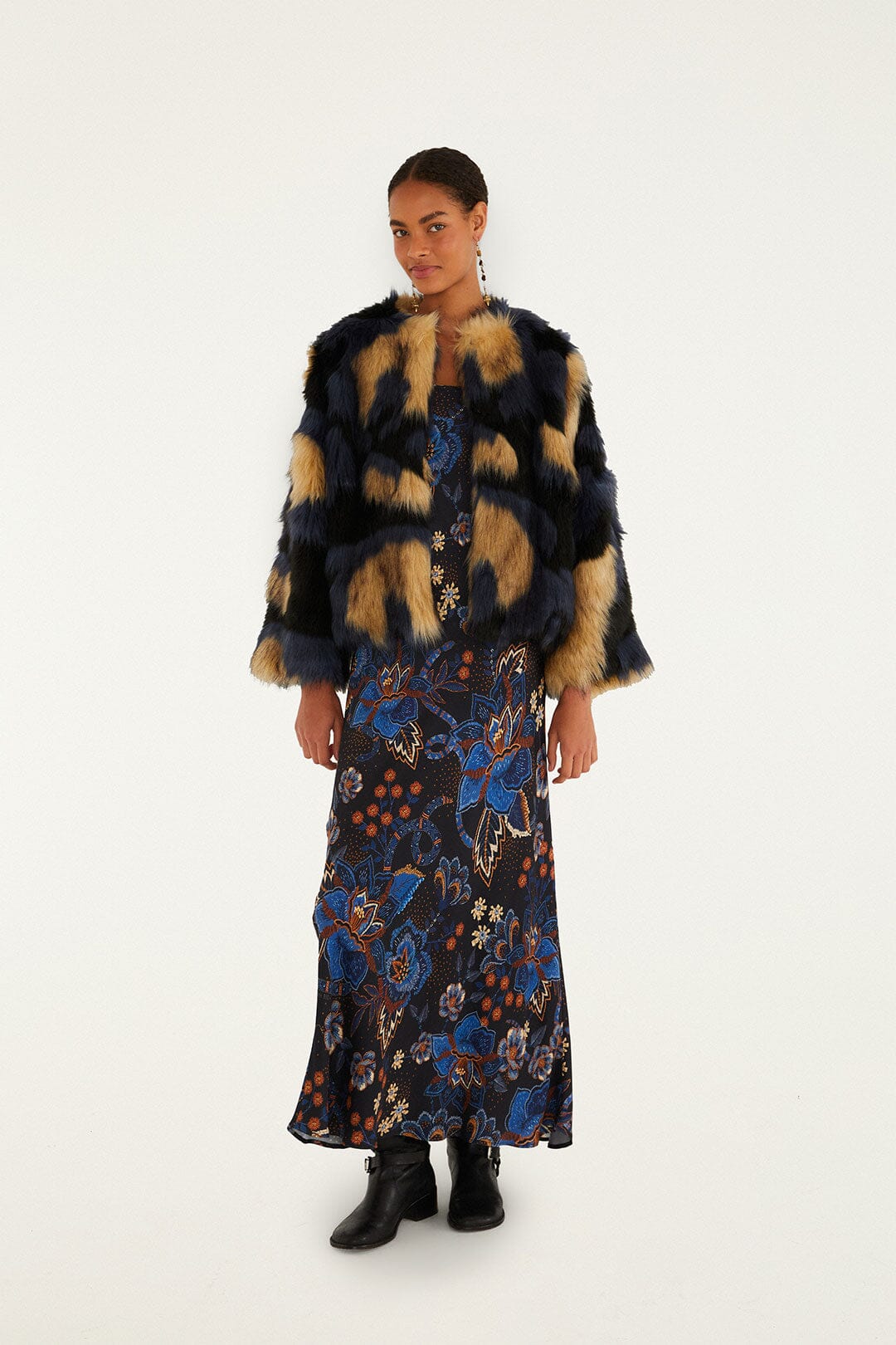 Multicolor Faux Fur Coat