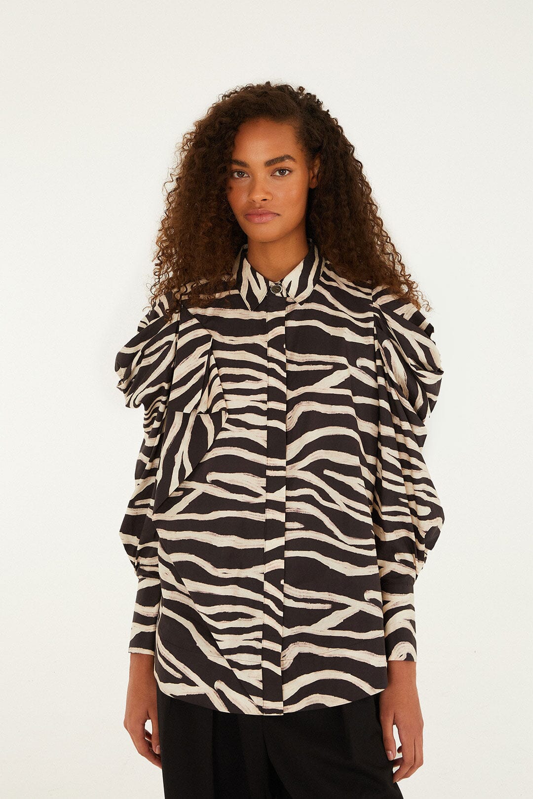 Black Tropical Zebra Shirt