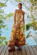 Sand Foliage Sketch Maxi Dress
