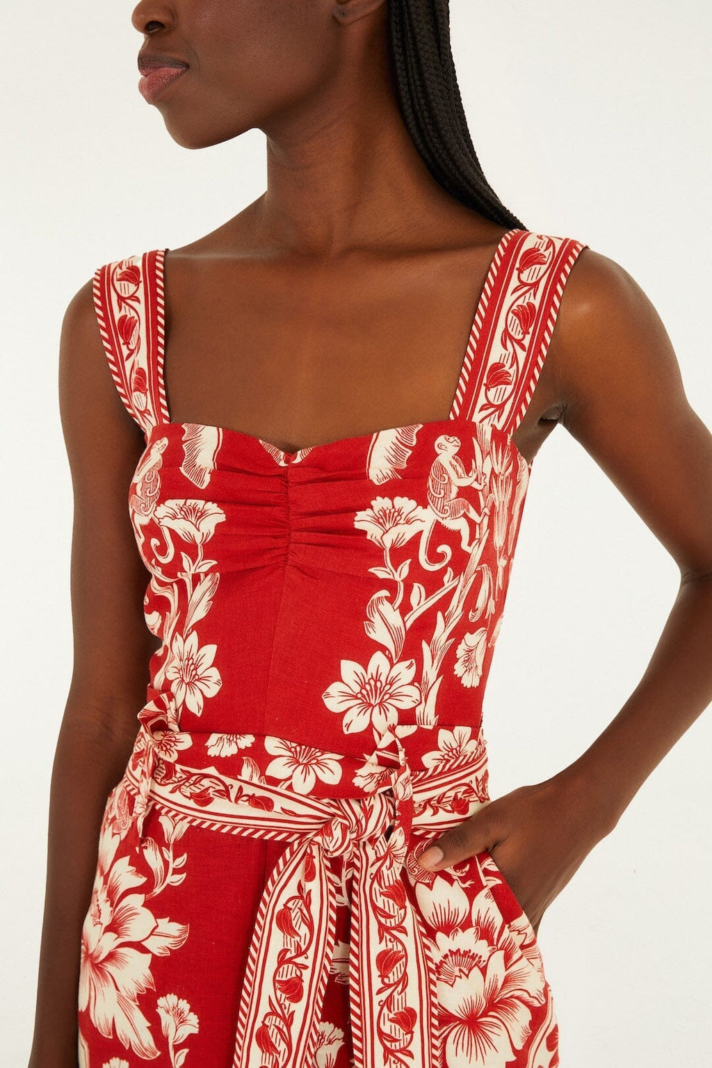 Red Guanacaste Belted Romper