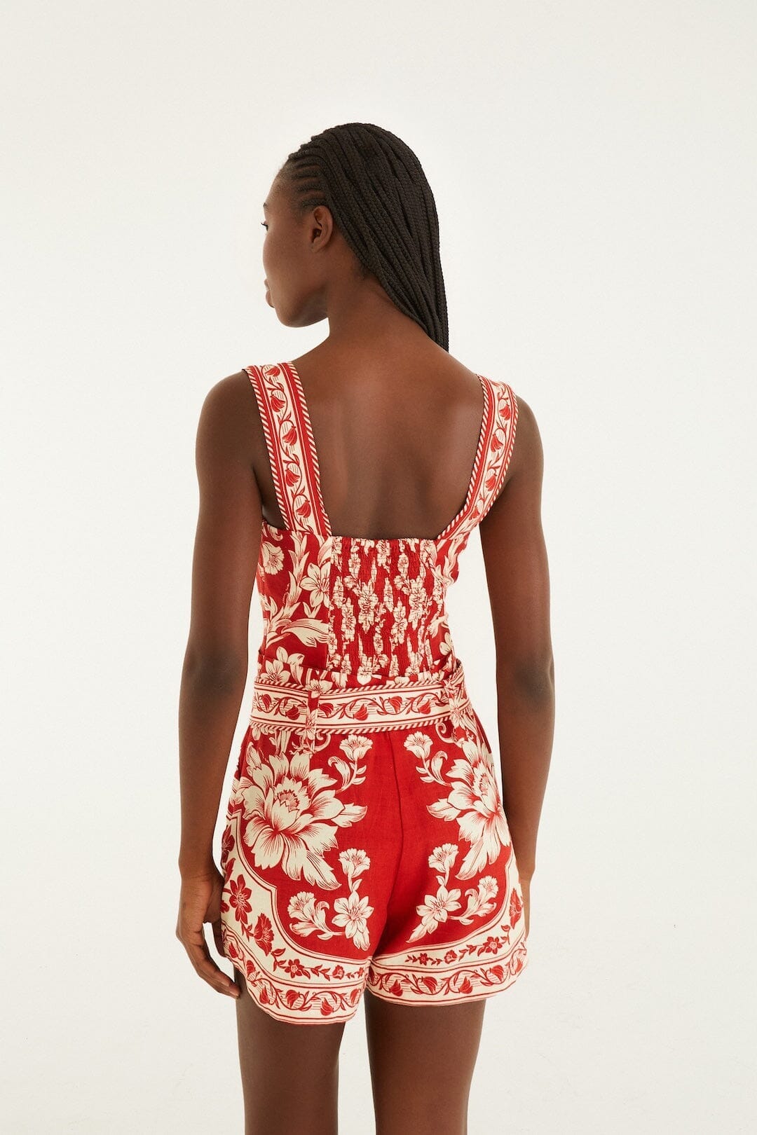 Red Guanacaste Belted Romper