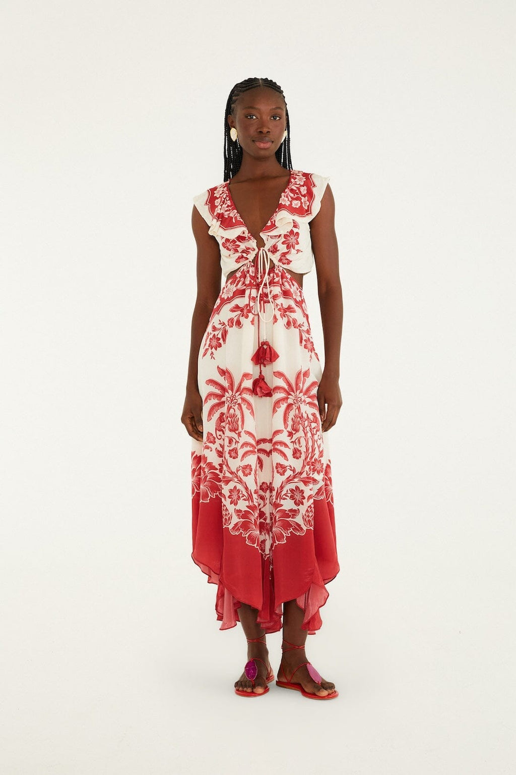 Sand Guanacaste Cut-Out Waist Sleeveless Midi Dress