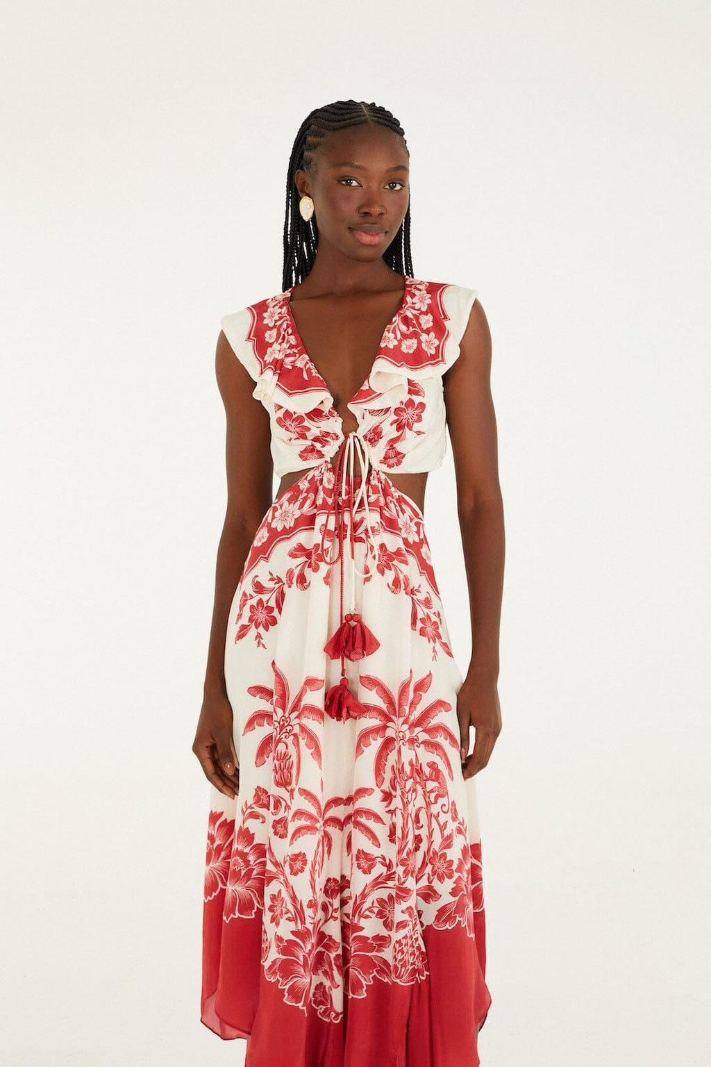 Sand Guanacaste Cut-Out Waist Sleeveless Midi Dress