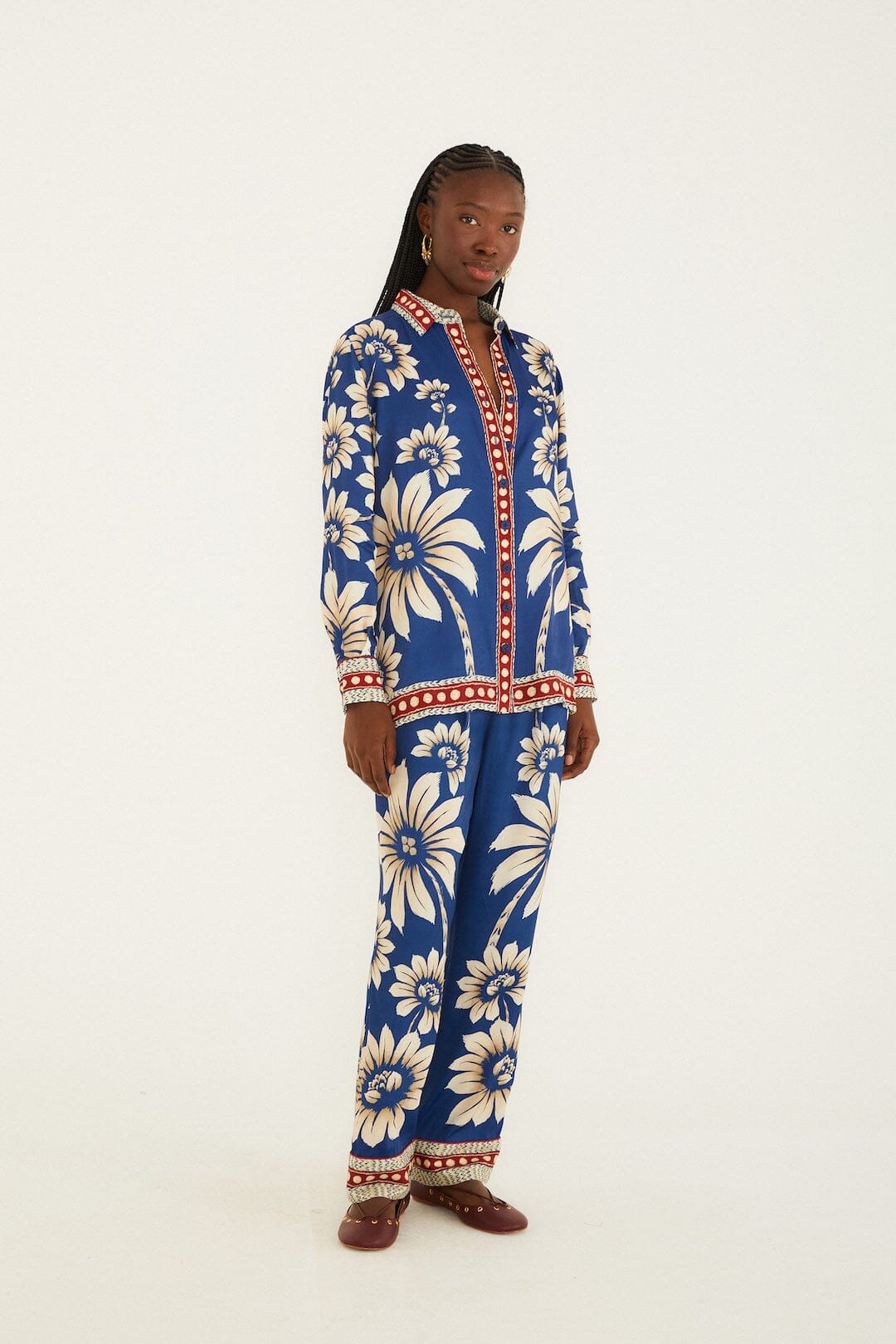 Blue Luna Collared  Pajama Shirt
