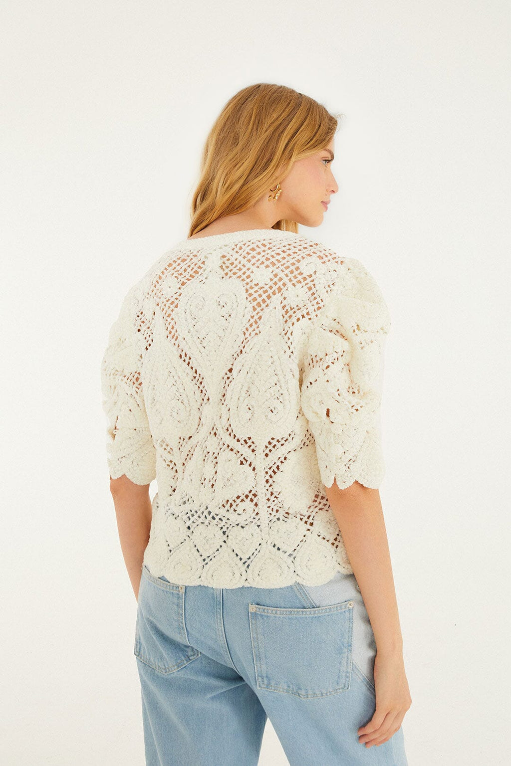 Off-White Rococo Hearts Crochet Cardigan