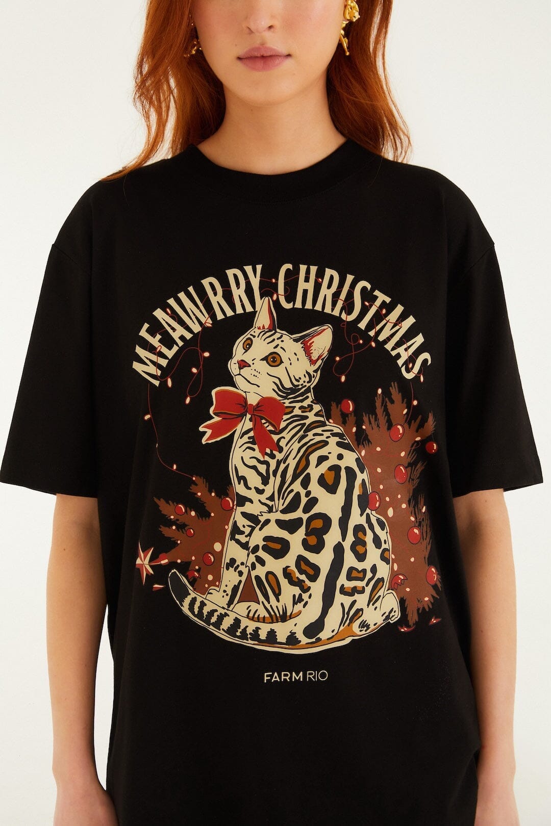 Black Meawrry Christmas cotton T-Shirt