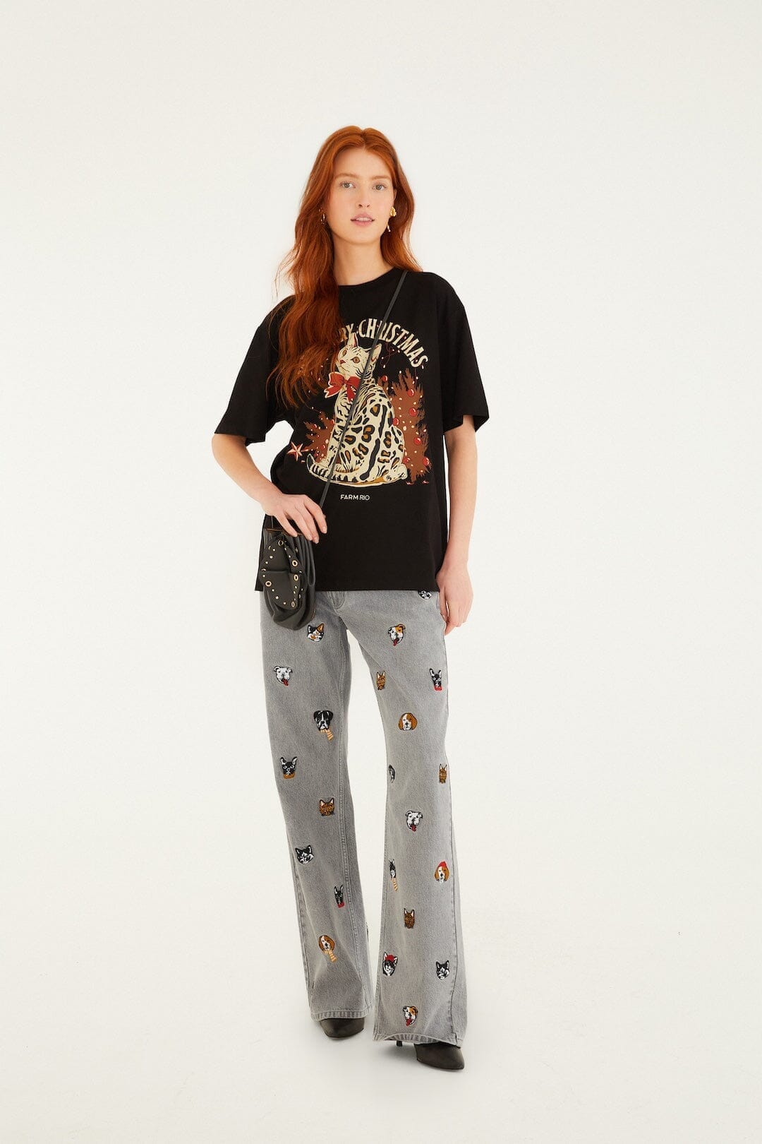 Black Meawrry Christmas cotton T-Shirt