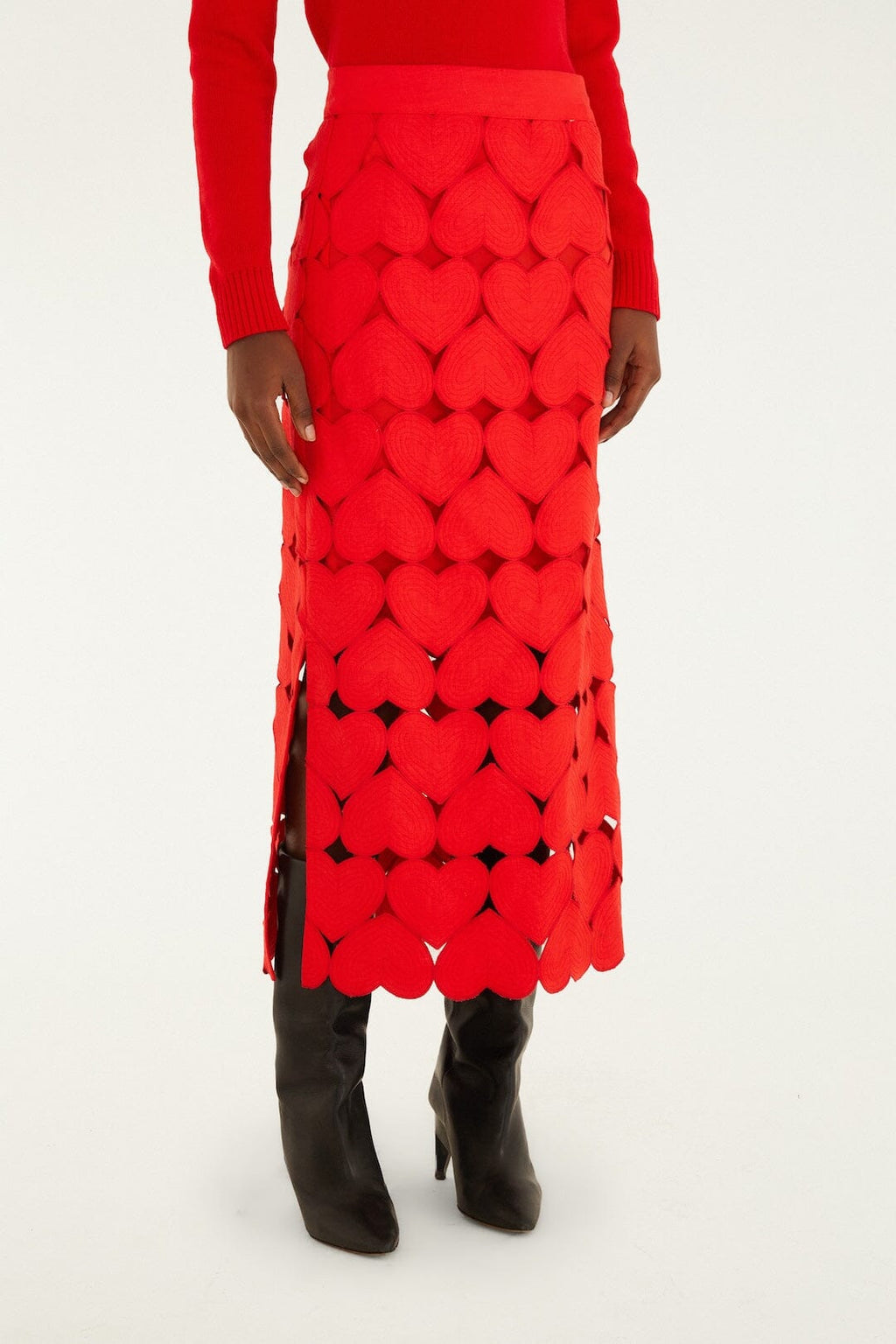 Red Hearts  Midi Skirt