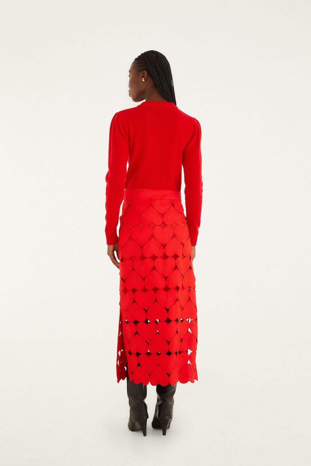 Red Hearts  Midi Skirt