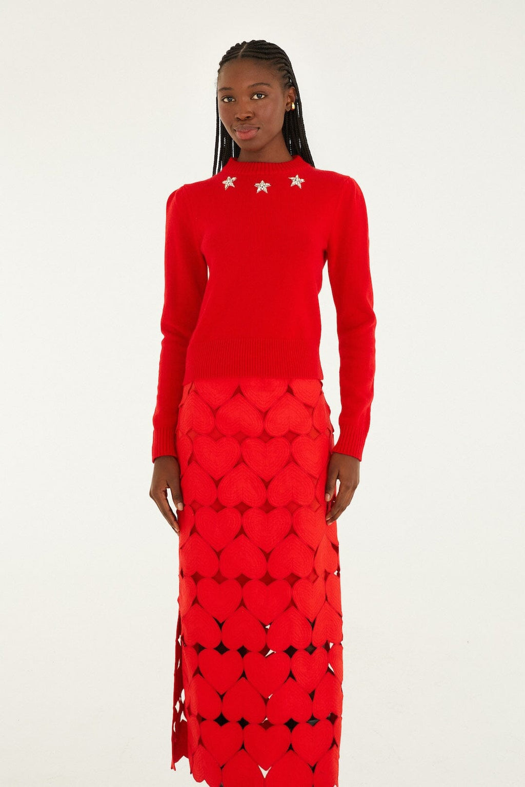 Red Hearts  Midi Skirt