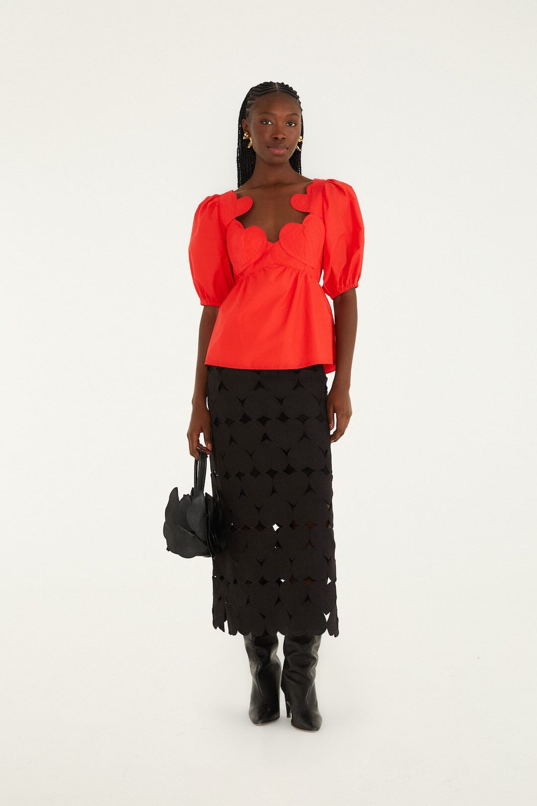 Red Heart Short Sleeve  Blouse