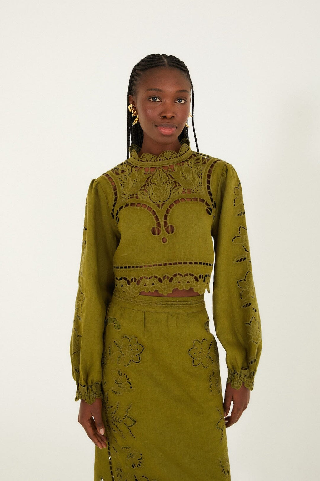 Green Majestic Garden  Richelieu Blouse