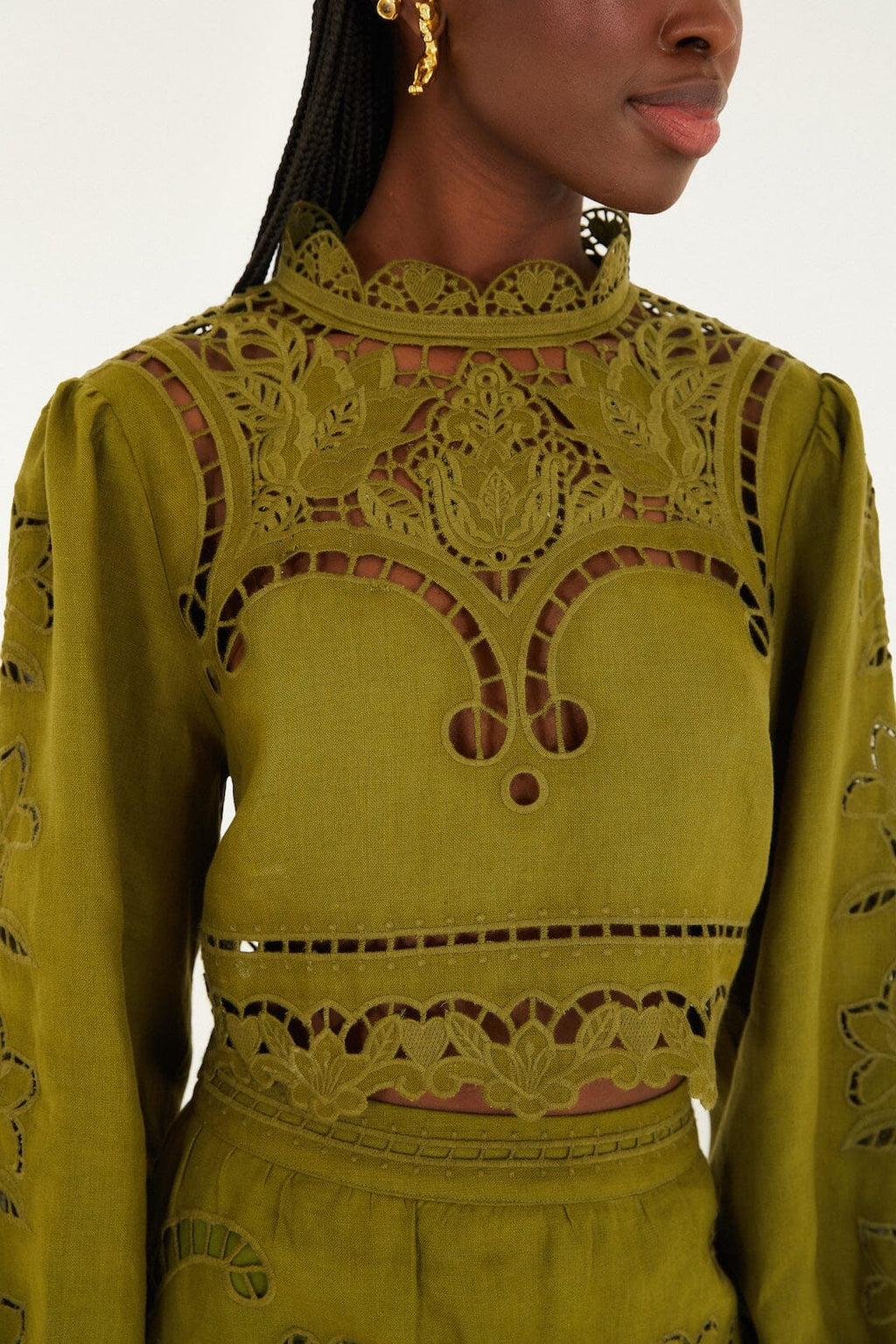 Green Majestic Garden  Richelieu Blouse