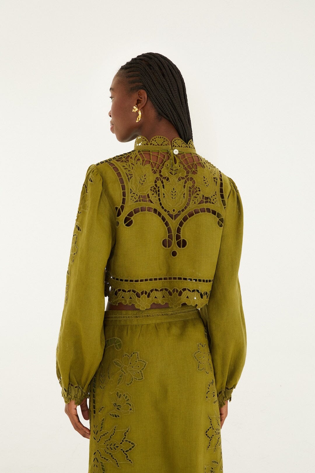Green Majestic Garden  Richelieu Blouse