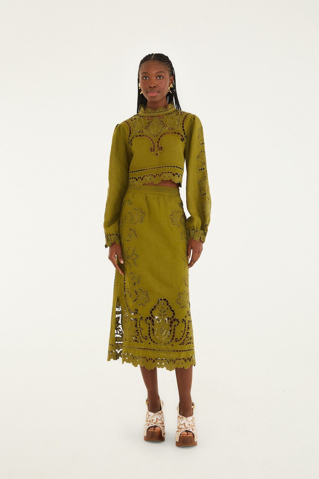 Green Majestic Garden  Richelieu Blouse