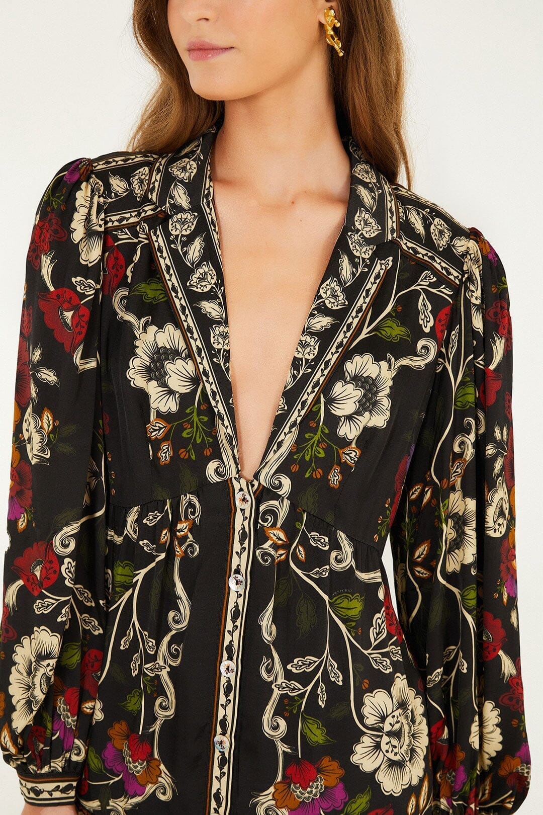 Black Rococo Flowers  Mini Dress