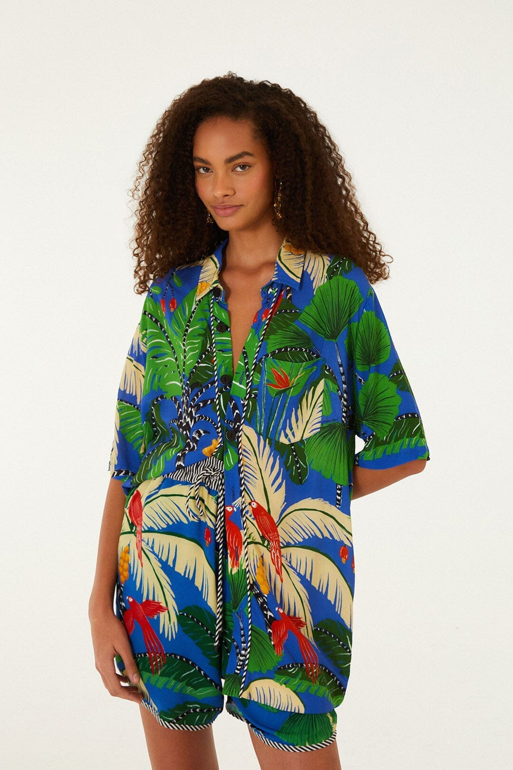 Blue Tropical Island Short Sleeve  Shirt