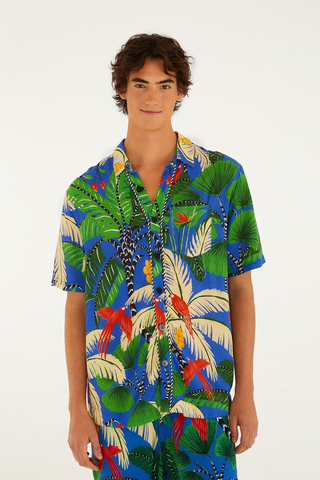 Blue Tropical Island Short Sleeve  Shirt