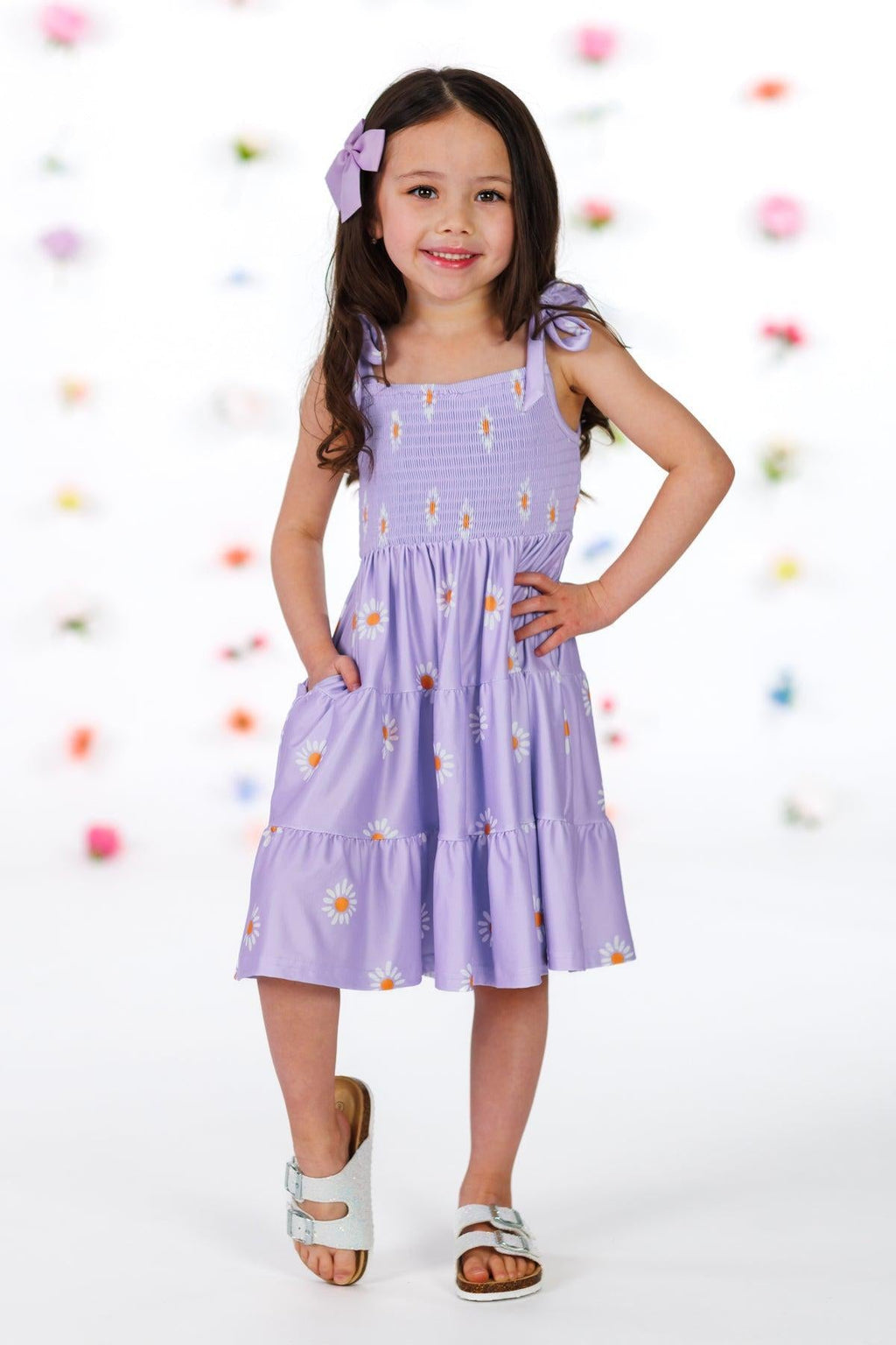 Mom & Me - Lavender Ruffle Daisy Tank Dress