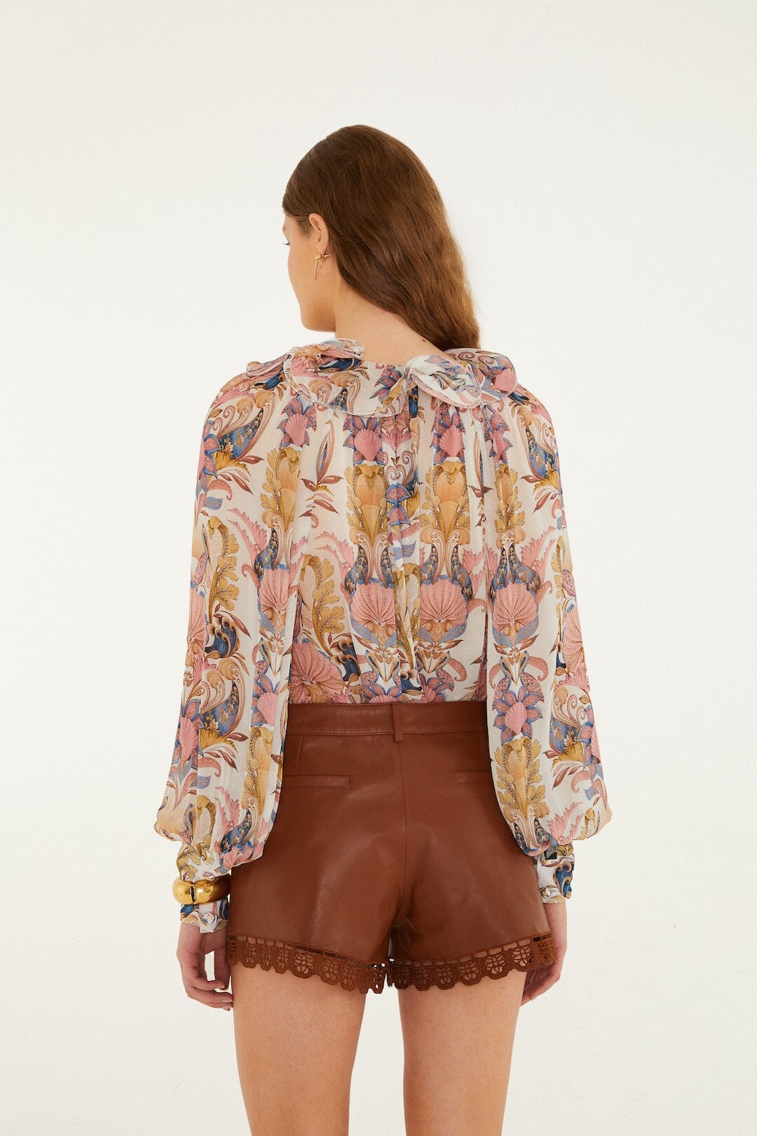 Caramel Richelieu Belt Loops Leather Shorts