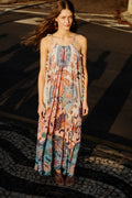 Multicolor Boho Floral Delhi Pleated Maxi Dress