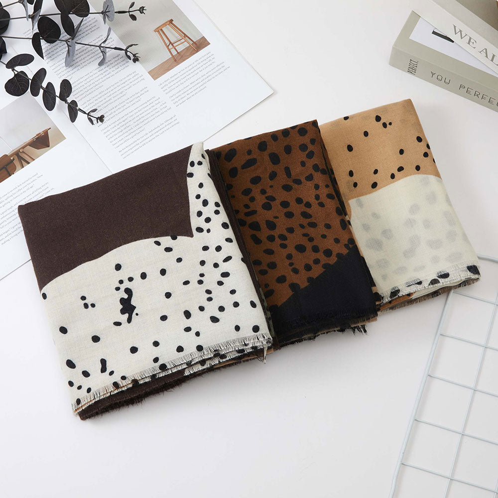 Oversized Abstract Animal Pattern Patchwork Print Wrap Scarf