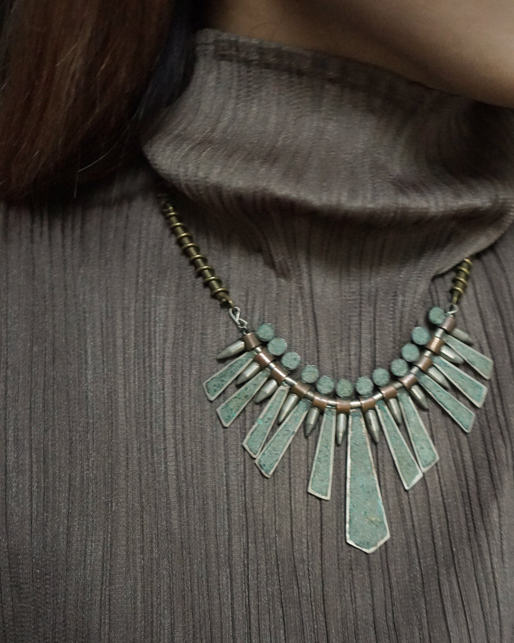 Silver x Brass Necklace w/ Stones