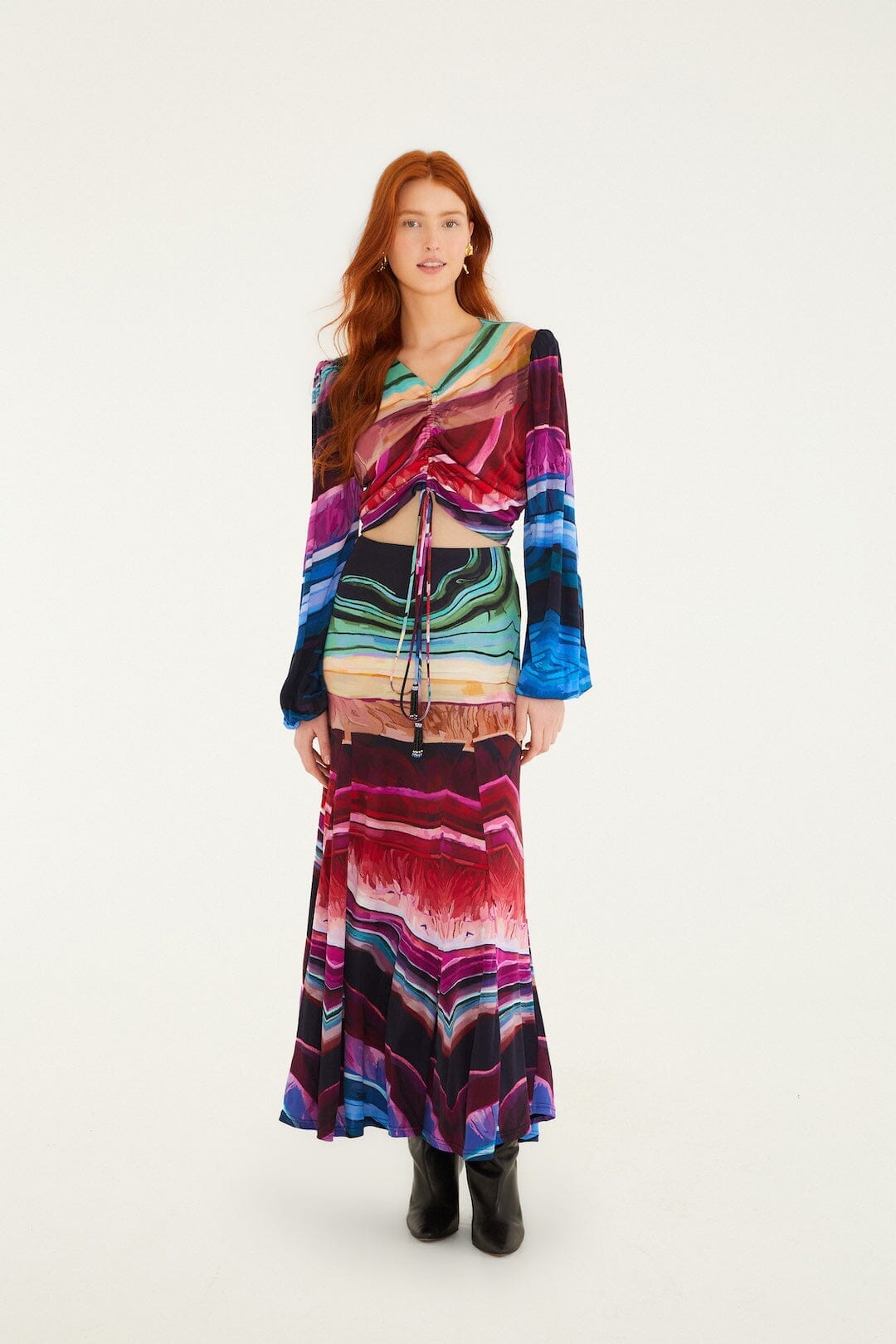 Multicolor Precious Gems Maxi Skirt