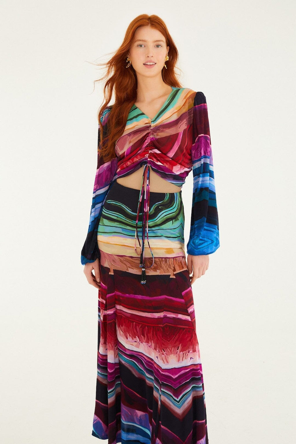 Multicolor Precious Gems Maxi Skirt