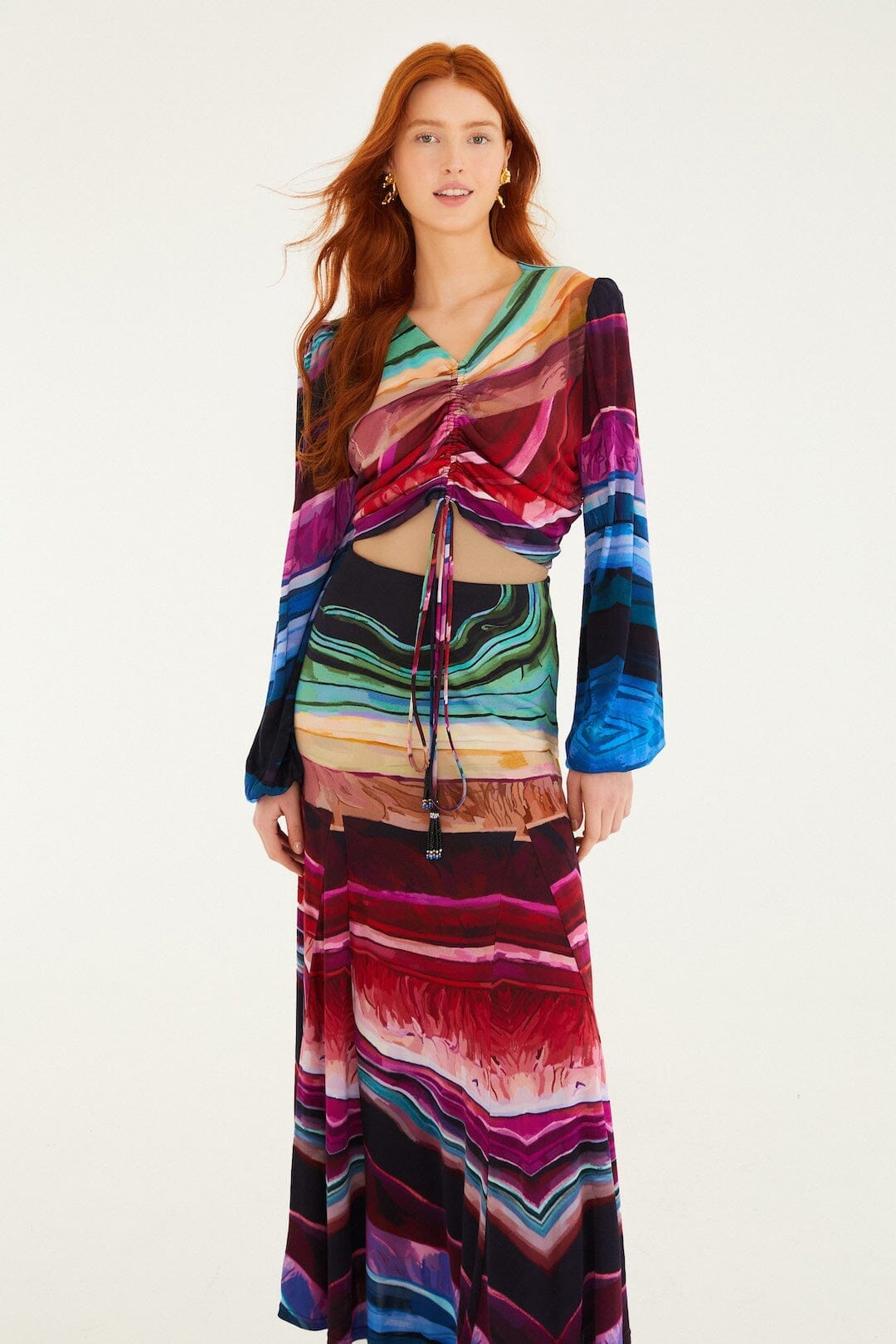 Multicolor Precious Gems Maxi Skirt