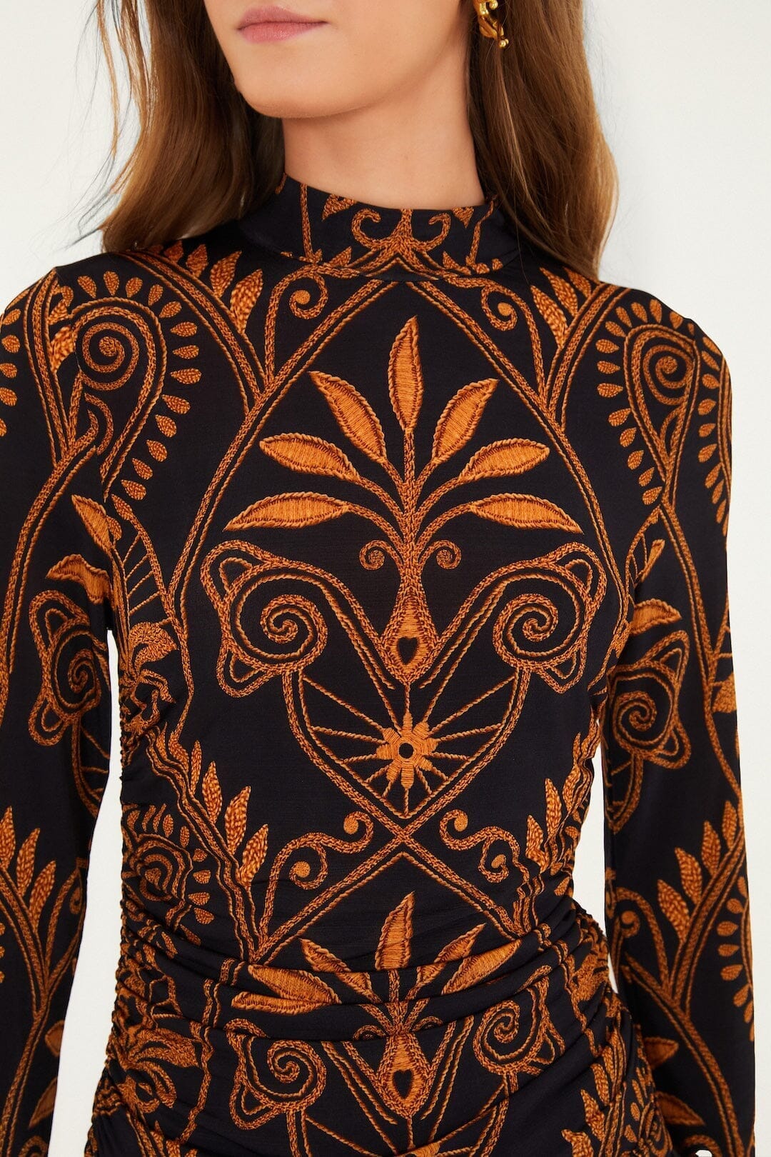Black Cornely Ainika Ruched Waist Jersey Blouse