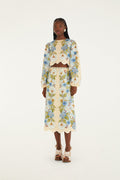Cream Garden Scarf  Midi Skirt