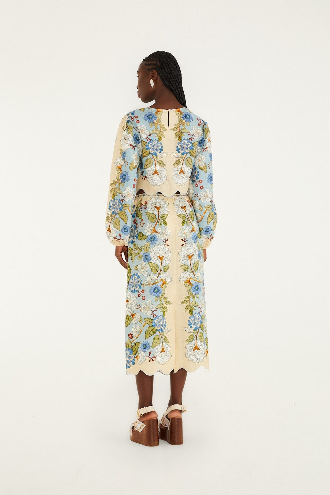 Cream Garden Scarf  Midi Skirt