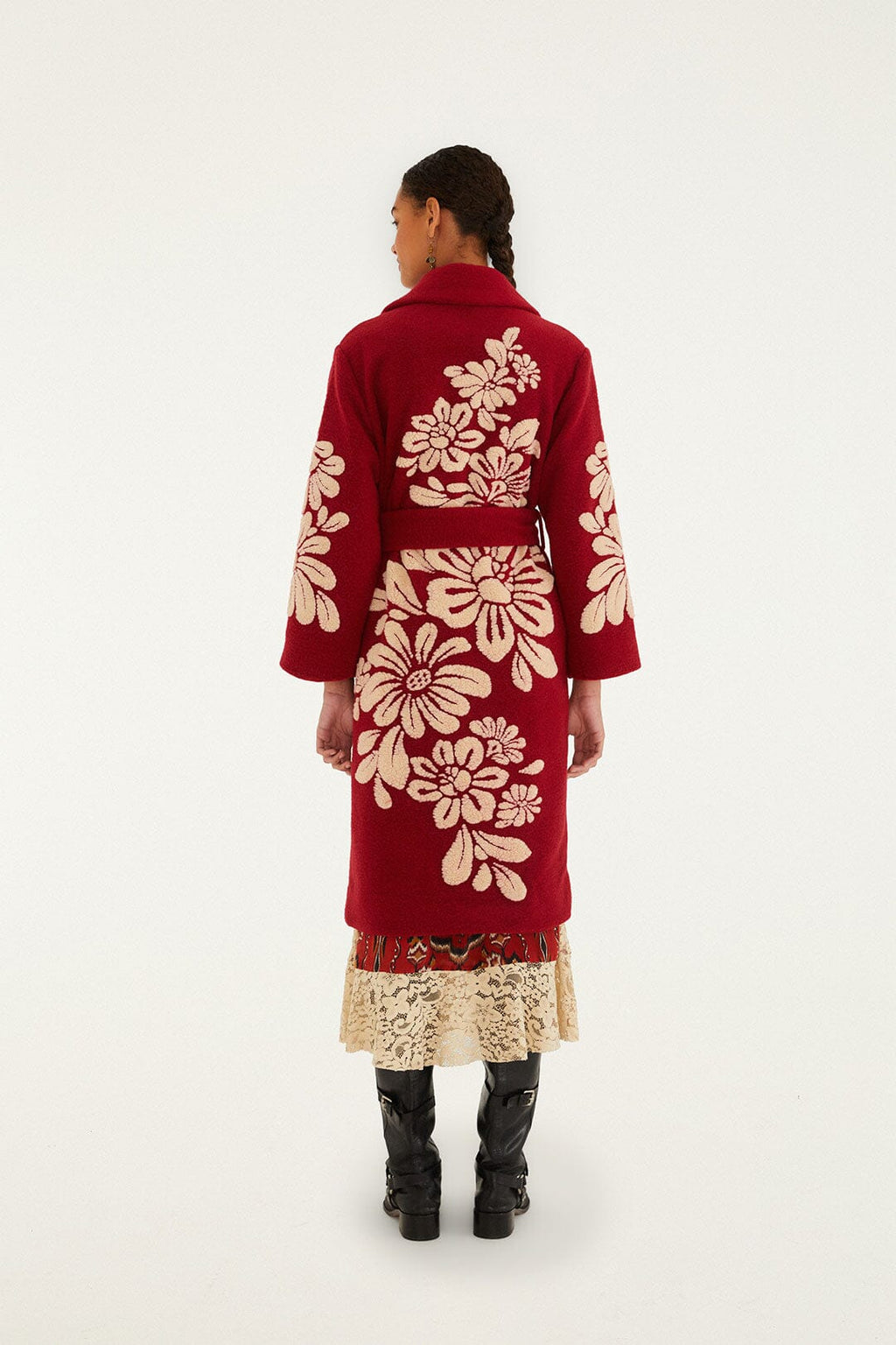 Burgundy Bold Flowers Fleece