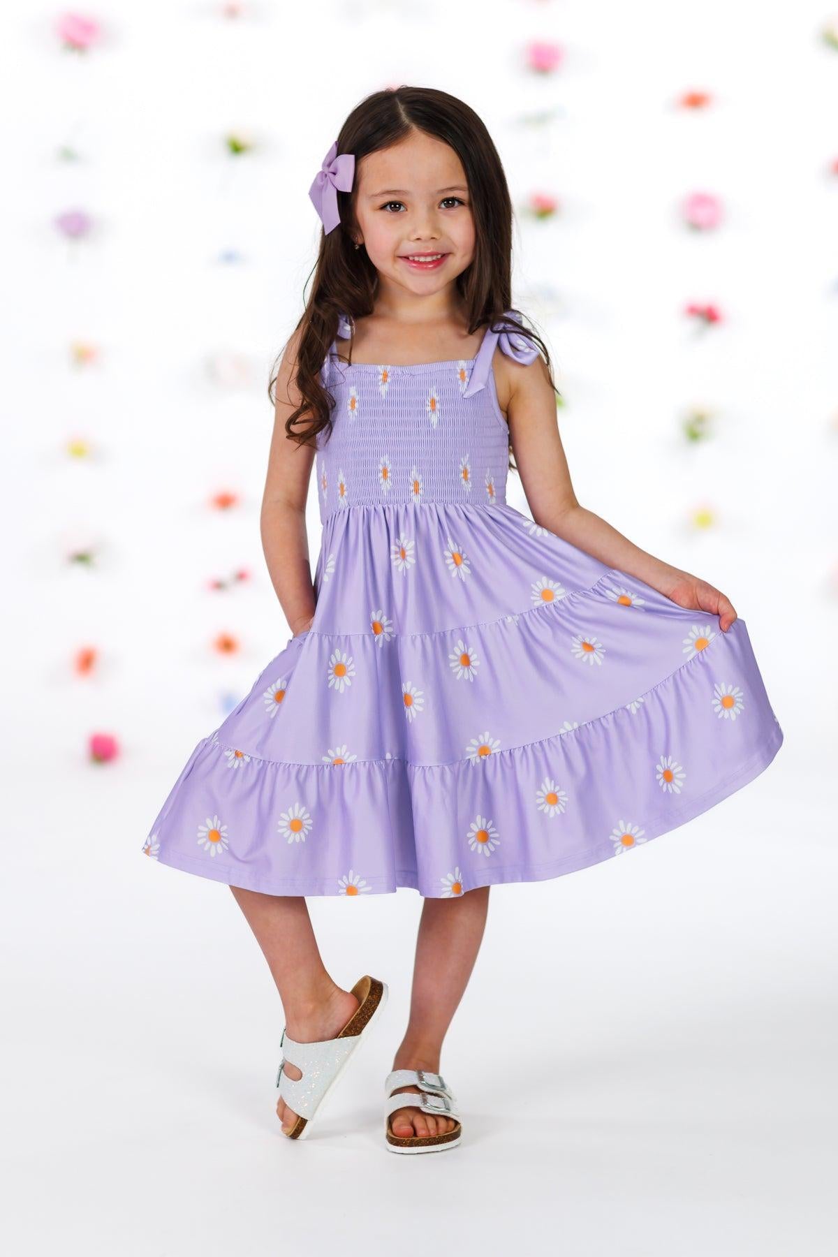Mom & Me - Lavender Ruffle Daisy Tank Dress