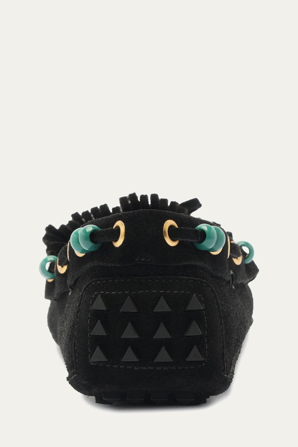 Black Fringe Suede Moccasin