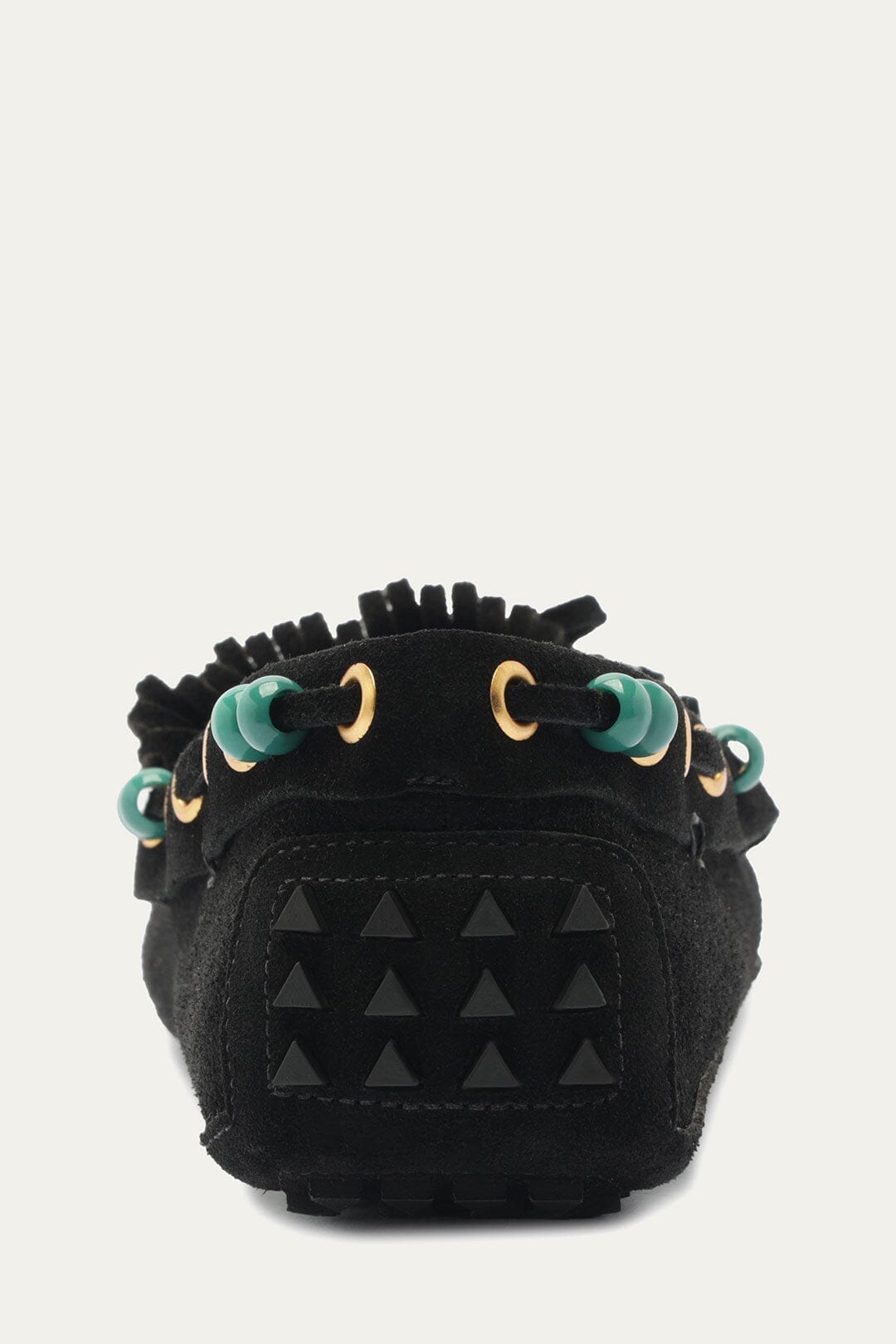 Black Fringe Suede Moccasin