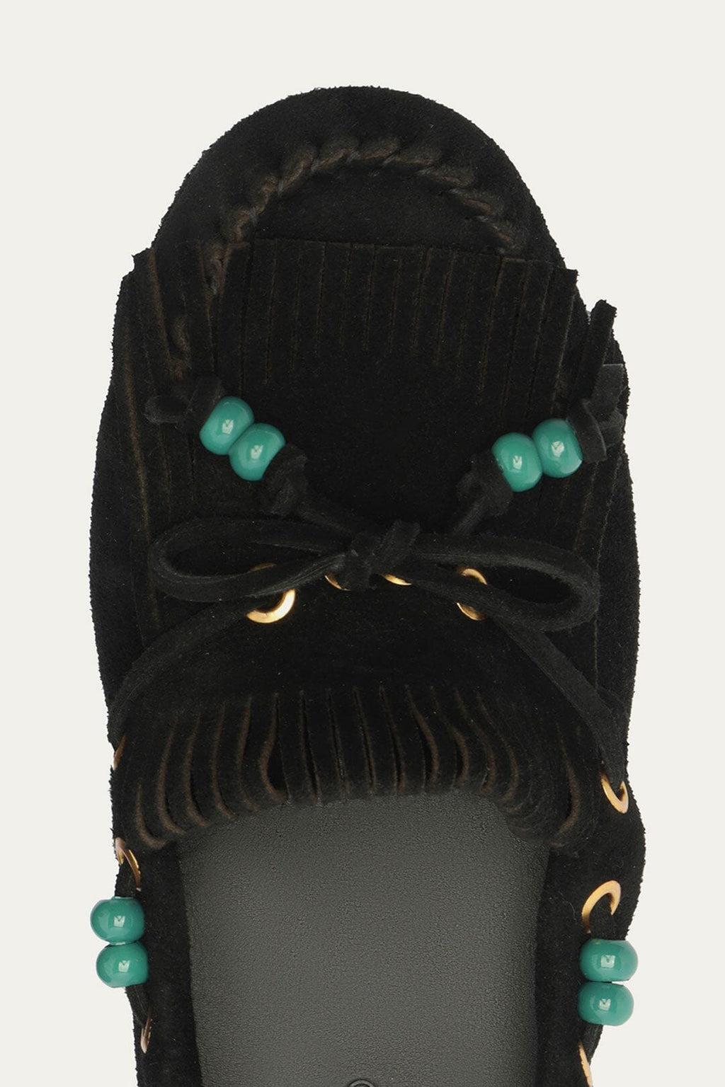 Black Fringe Suede Moccasin