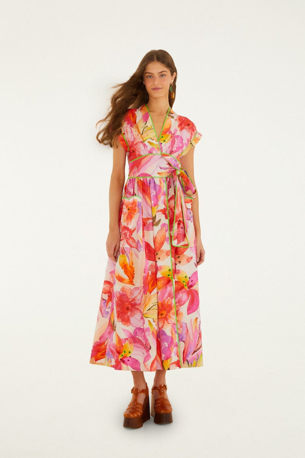 Multicolor Artsy Flora Belted Maxi Dress