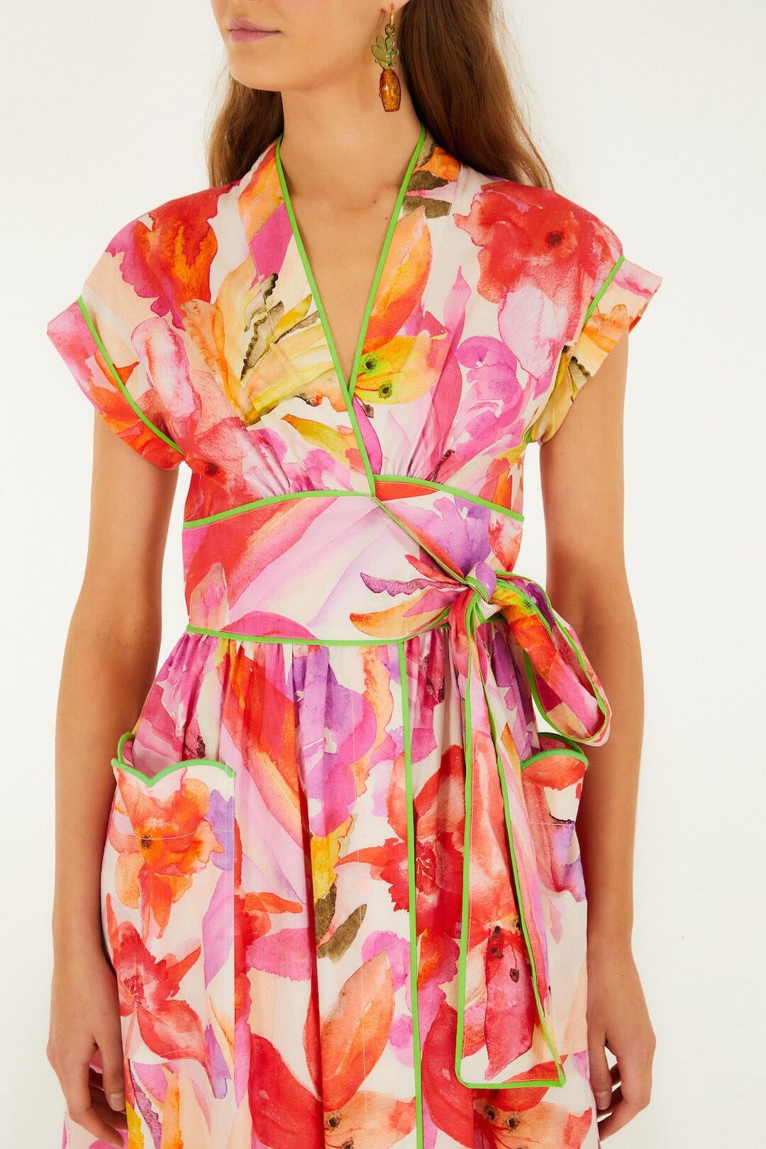 Multicolor Artsy Flora Belted Maxi Dress