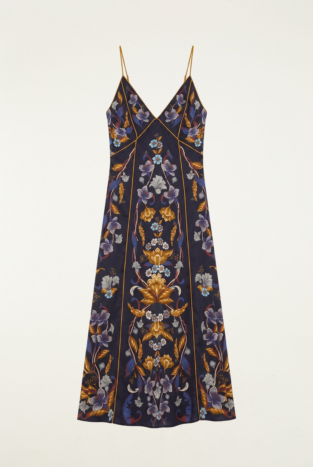 Golden Nature Adjustable Straps Slip Maxi Dress