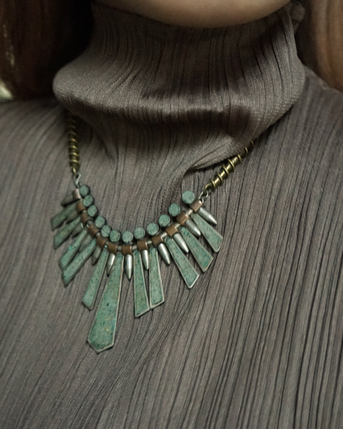 Silver x Brass Necklace w/ Stones