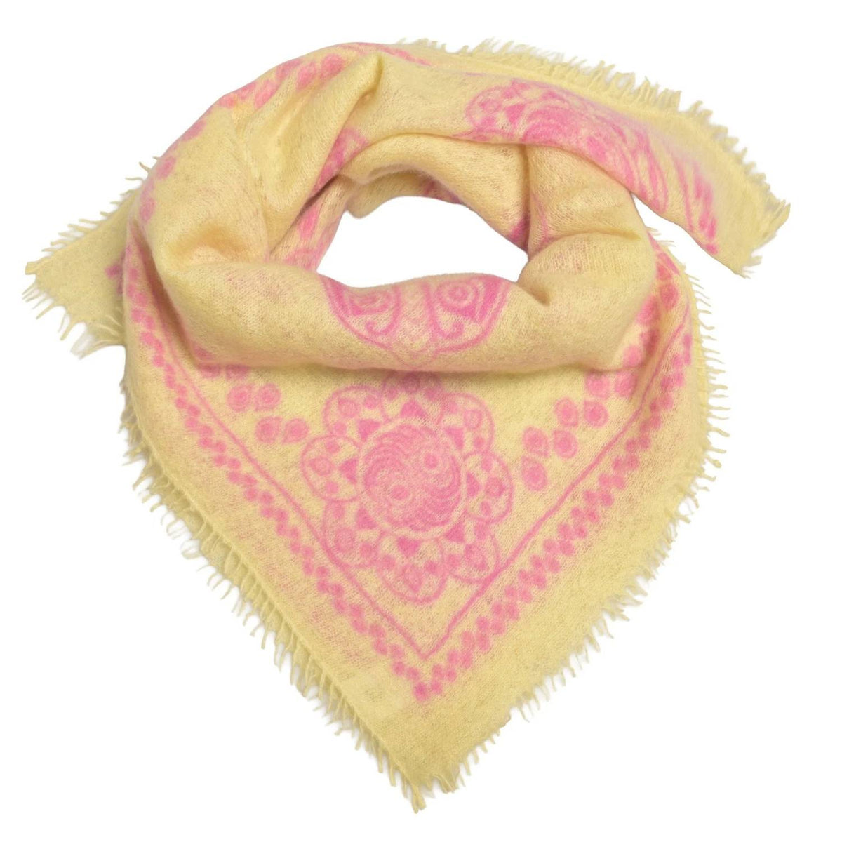 Women's Cashmere Bandana Ornament Scarf In Vitamin C