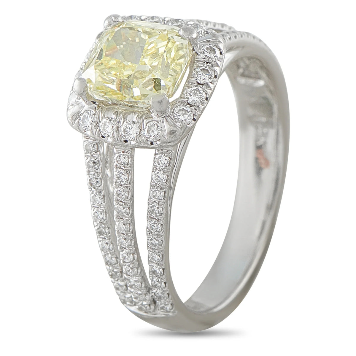 LB Exclusive 14K White Gold 2.16ct Fancy Yellow Diamond Ring MF01-073026
