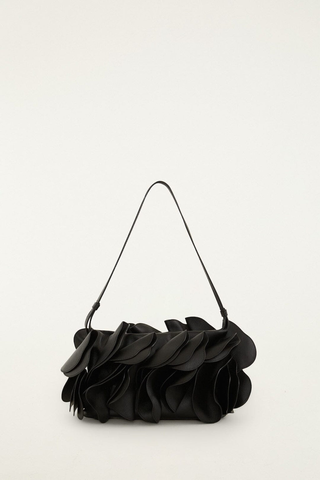 Black Leather Shoulder Flower Bag