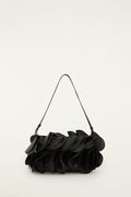 Black Leather Shoulder Flower Bag
