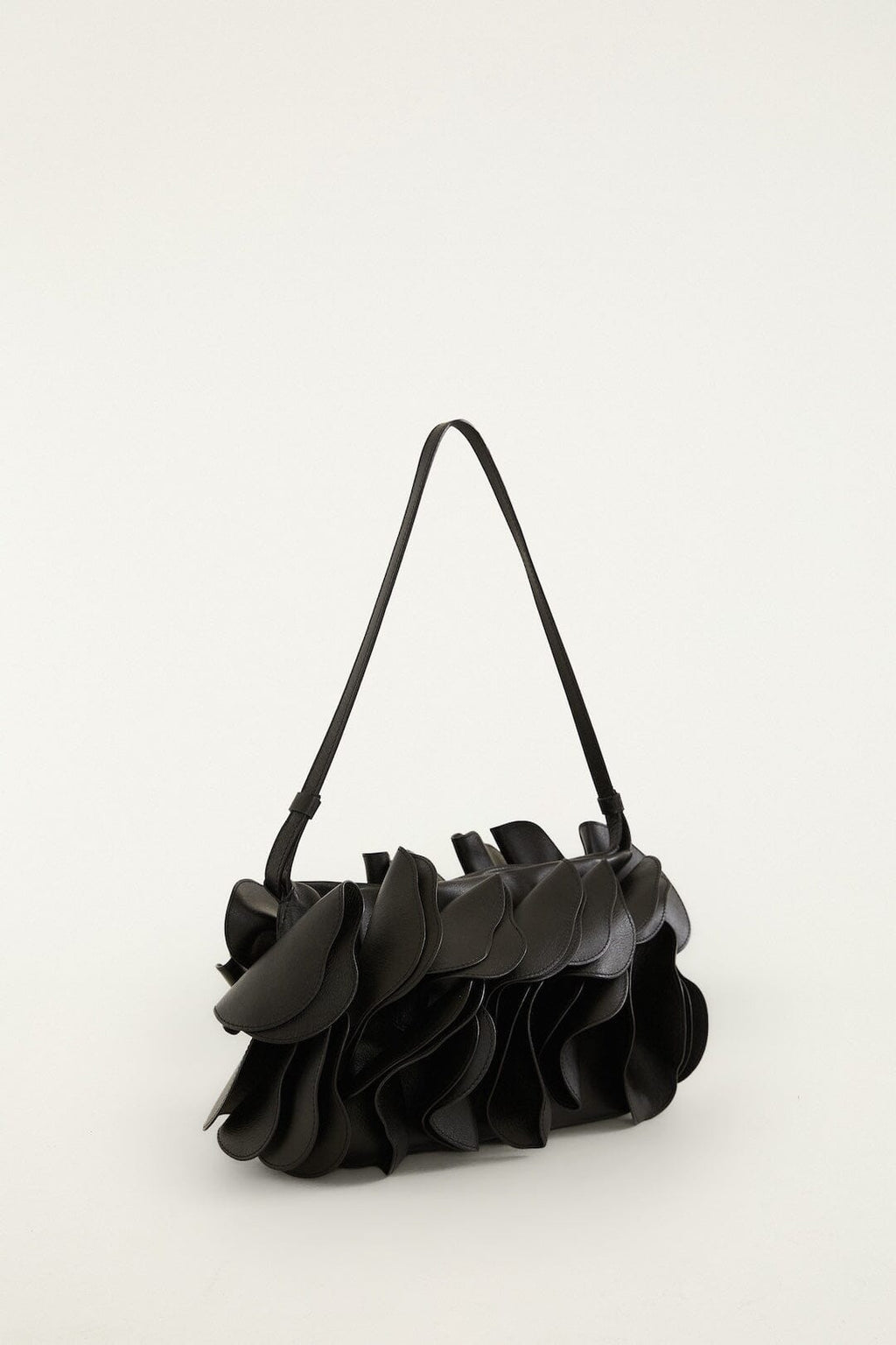 Black Leather Shoulder Flower Bag
