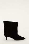 Black Suede Heeled Ankle Boot