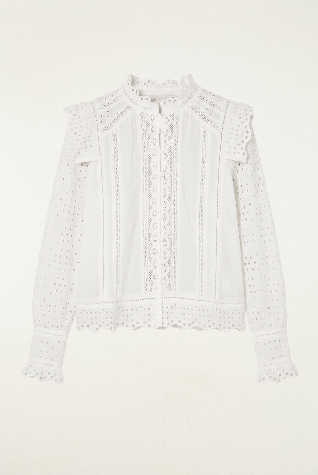 Eyelet Long Sleeve Blouse